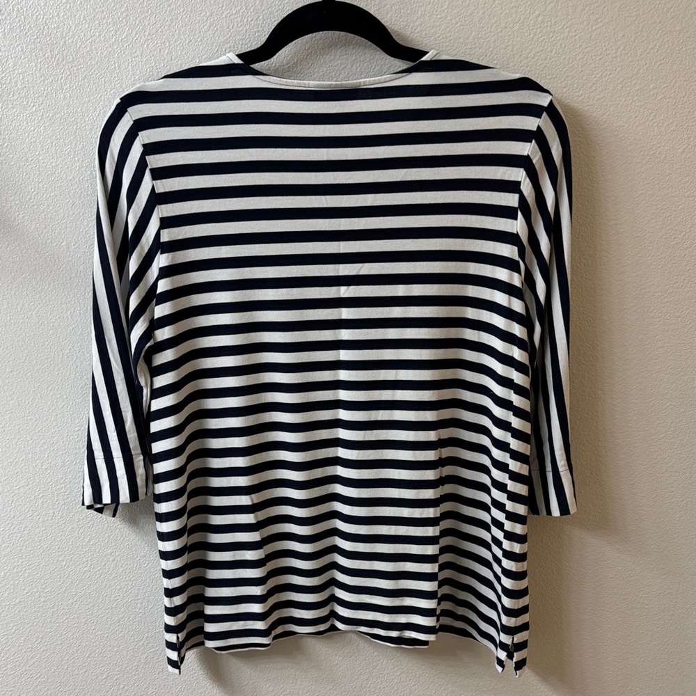 J. Jill Navy and White Striped Long Sleeve Top - Picture 6 of 6